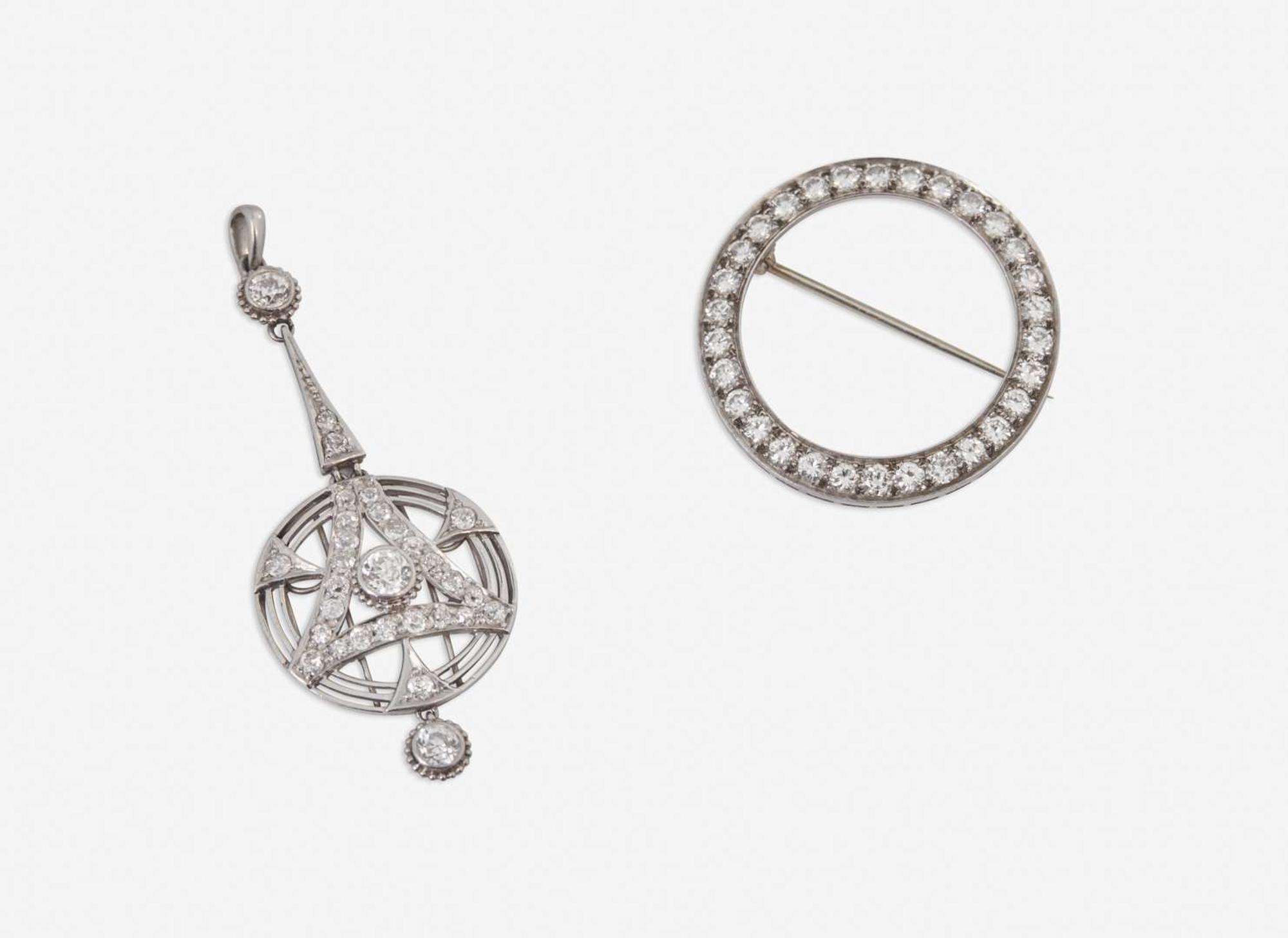 A Pair of Platinum and Diamond Jewelry