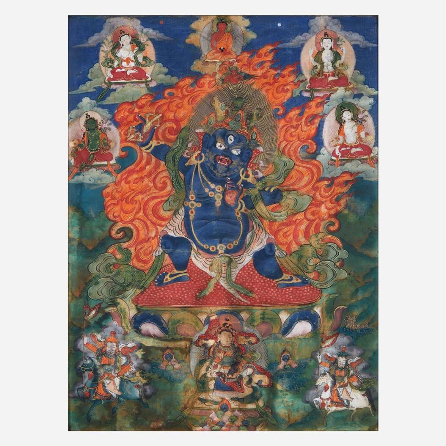 A Tibetan Thanka depicting Vajrapani 唐卡绘金刚手菩萨 19th century or earlier ???????