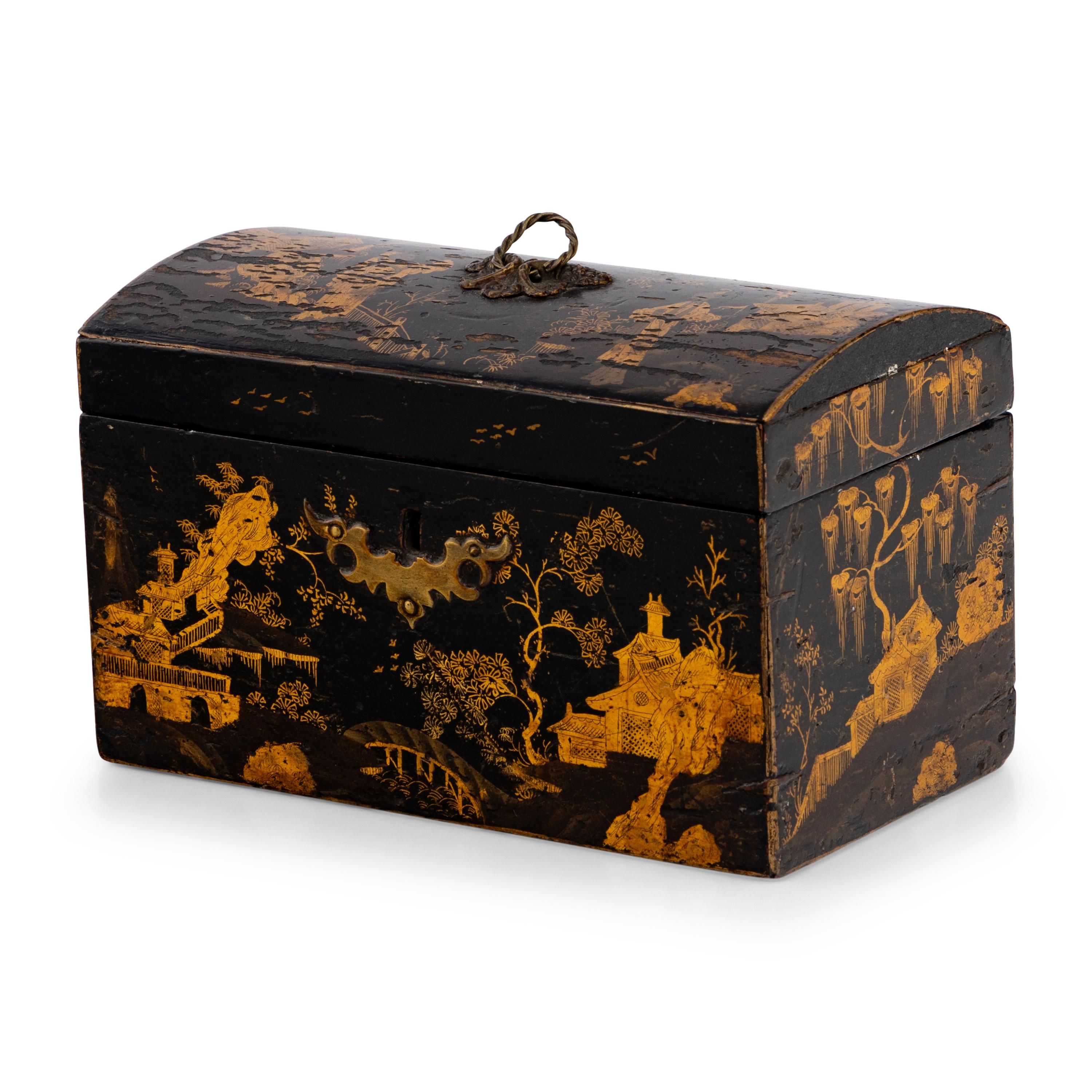 A George III Black Japanned Tea Caddy