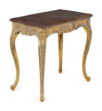 A Swedish Painted and Parcel Gilt Marble-Top Table