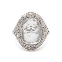 COLORLESS SAPPHIRE AND DIAMOND RING