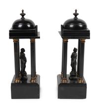 A Pair of Grand Tour Black Slate Collonnade Temple Models — LATE 19TH CENTURY