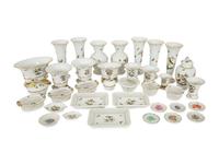 An Extensive Group of Herend Rothschild Bird Porcelain Table Articles