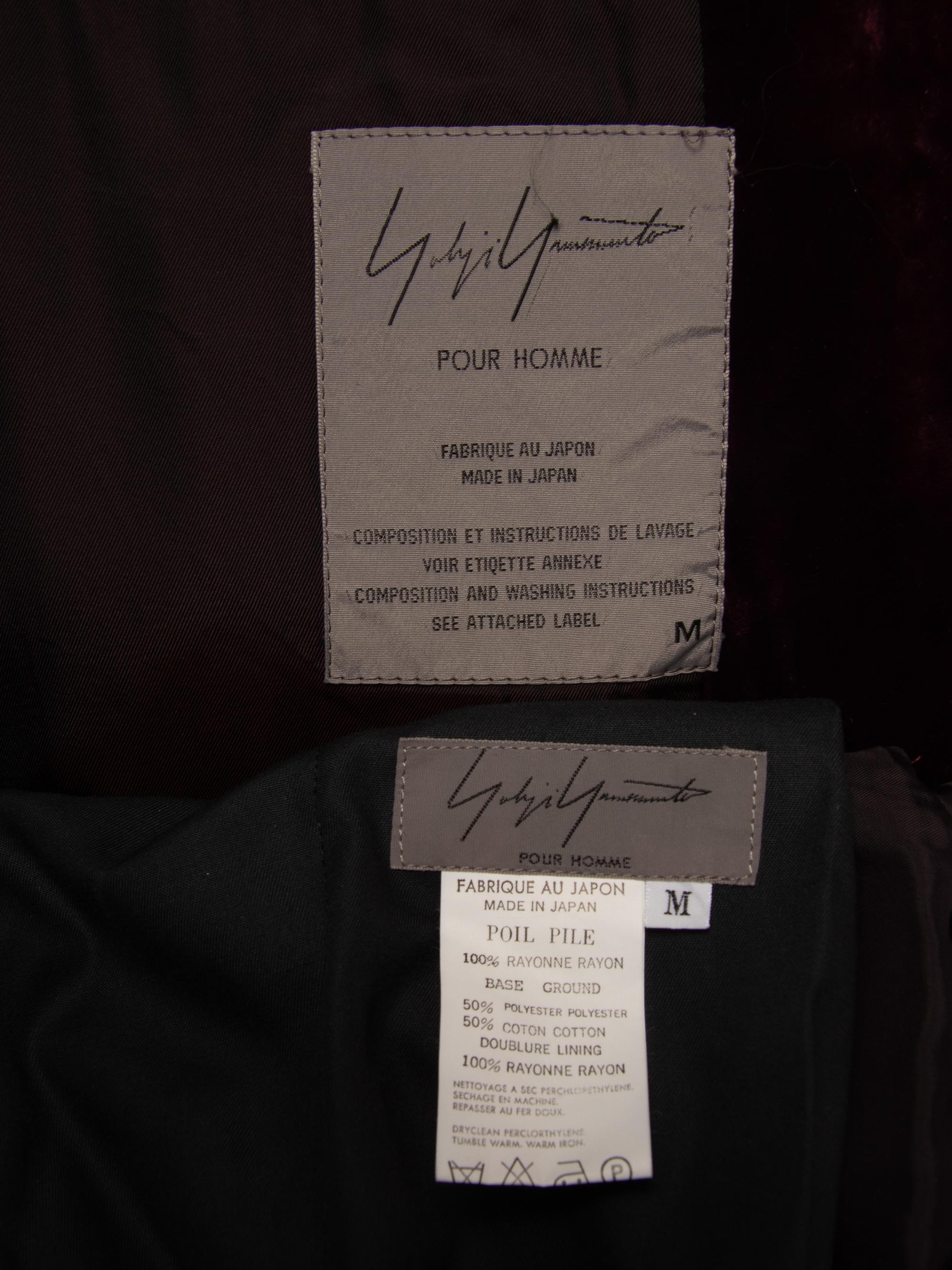 Yohji Yamamoto, Merlot Velvet Cutaway Suit