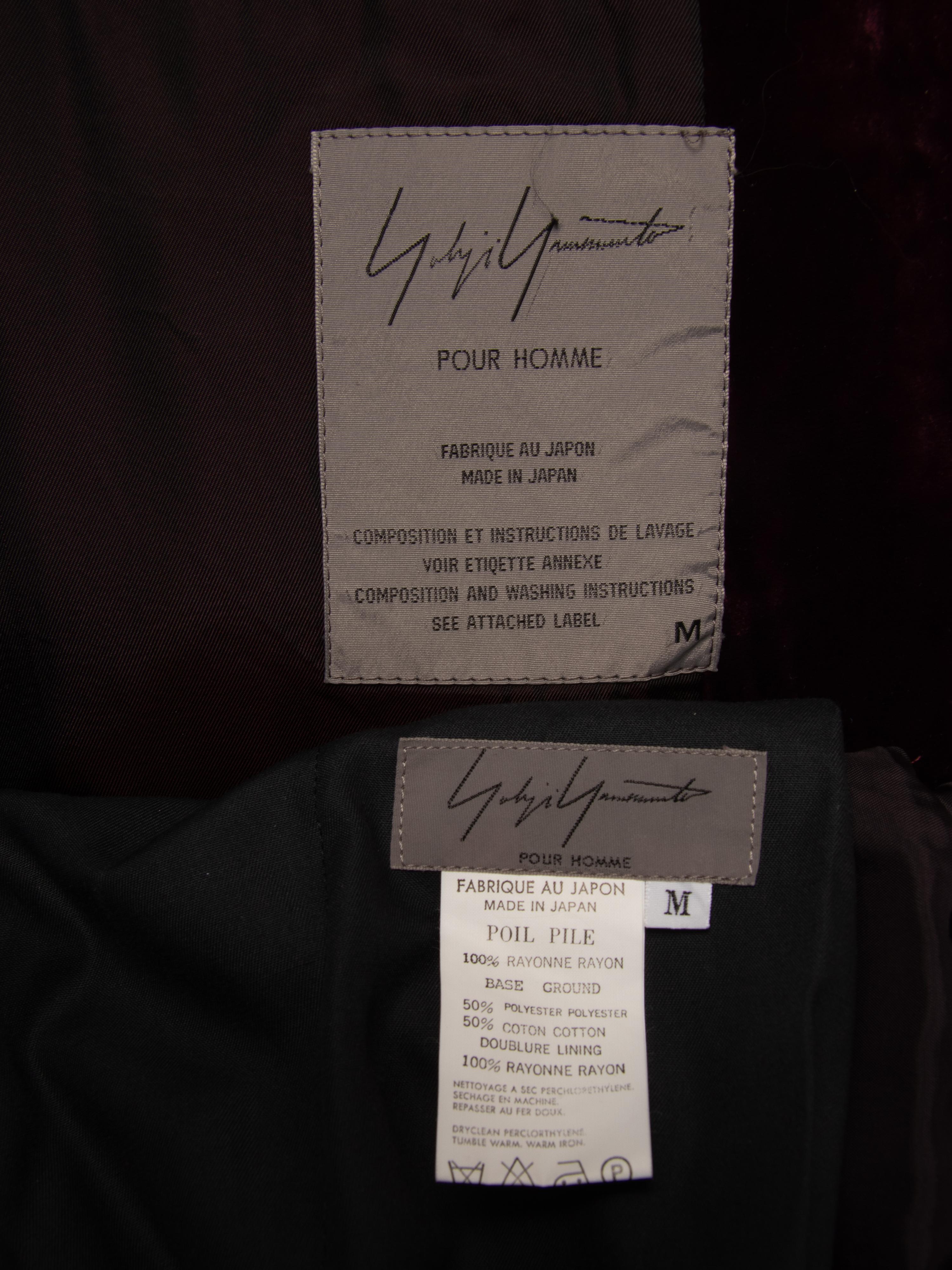Yohji Yamamoto, Merlot Velvet Cutaway Suit