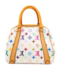 A Louis Vuitton White Multicolor Priscilla Handbag, 8" H x 9.5" W x 7" D; Handle drop: 4".