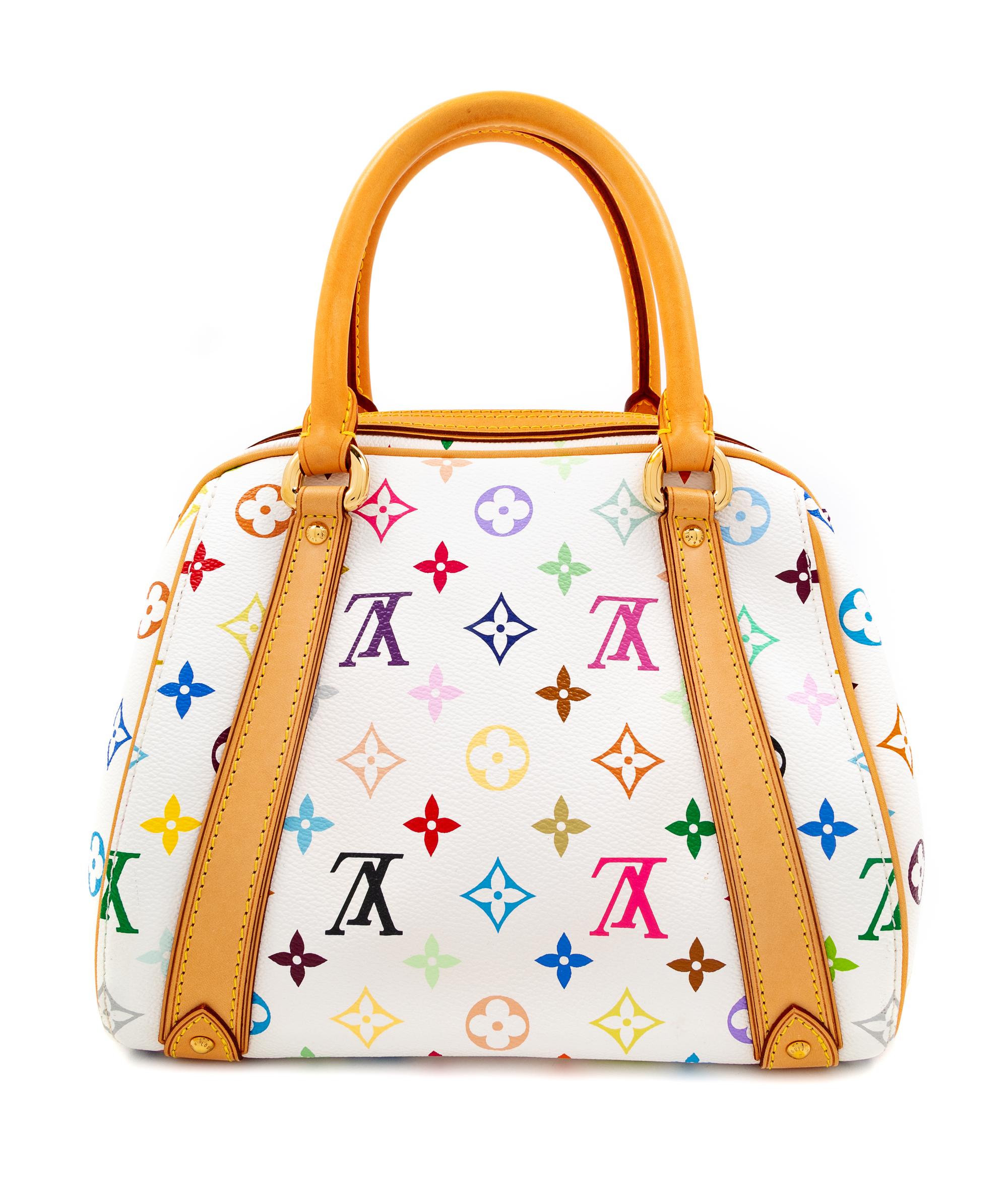 A Louis Vuitton White Multicolor Priscilla Handbag, 8" H x 9.5" W x 7" D; Handle drop: 4".