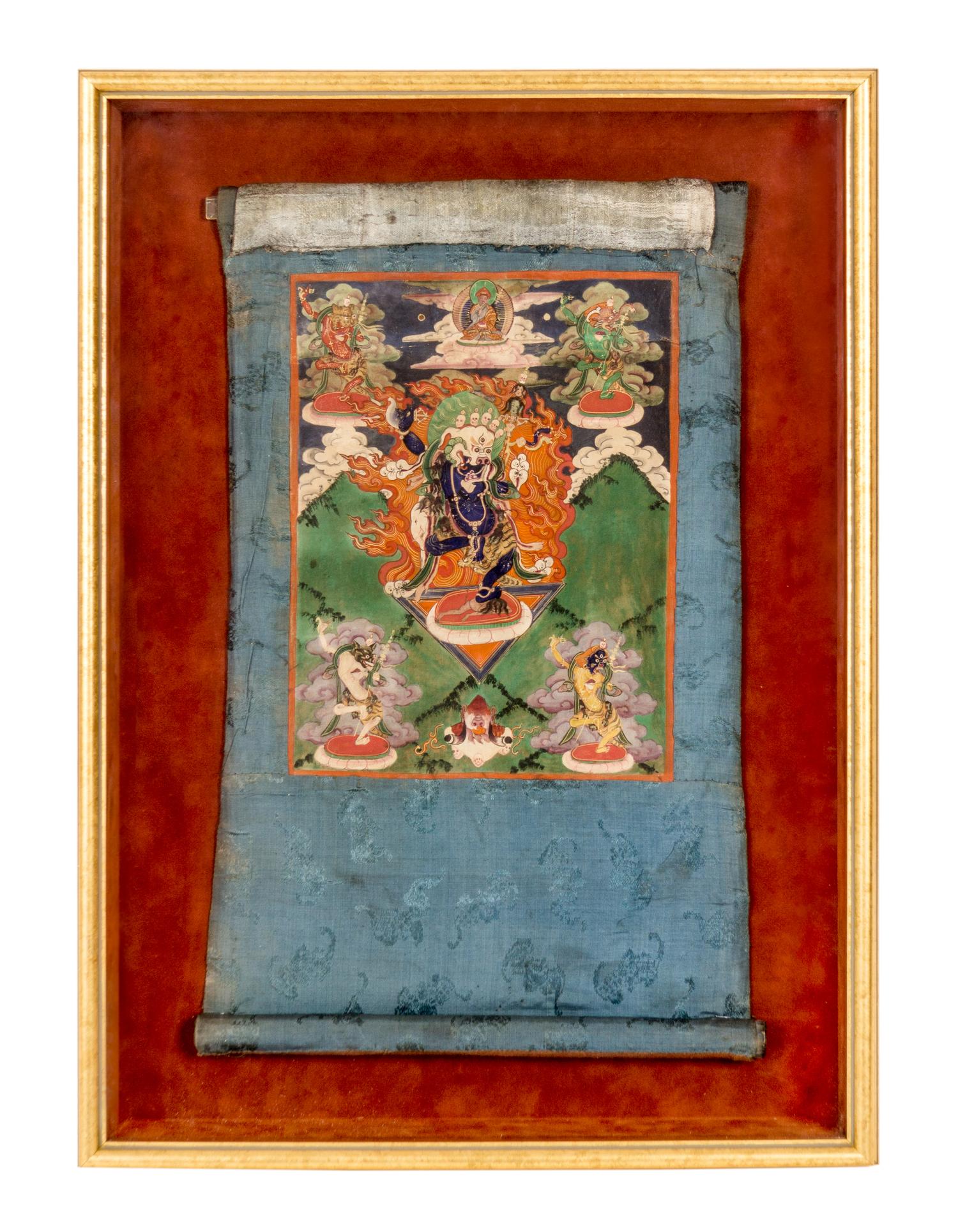 A Tibetan Thangka 11 1/2 x 8 1/2 inches (image).