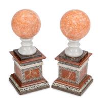 A Pair of Grand Tour Style Vari-Color Marble Ornaments