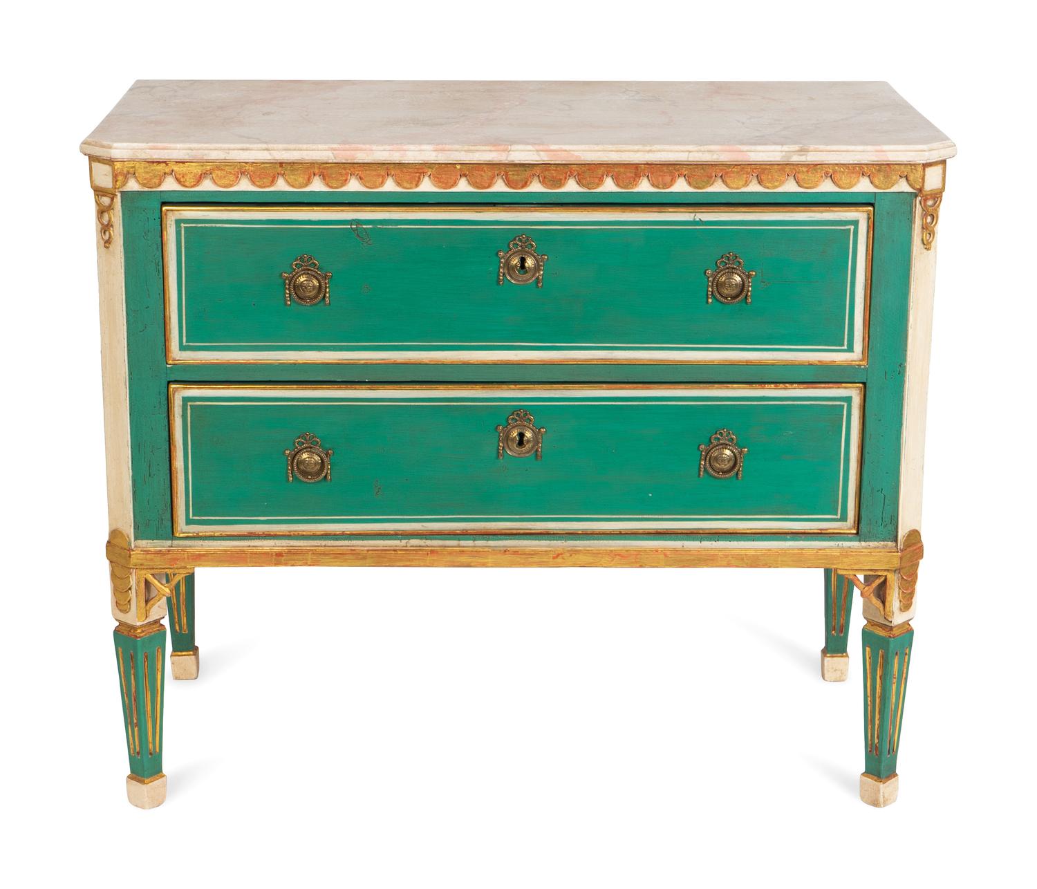 A Louis XVI Style Parcel-Gilt and Painted Commode — 20TH CENTURY