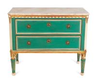 A Louis XVI Style Parcel-Gilt and Painted Commode — 20TH CENTURY