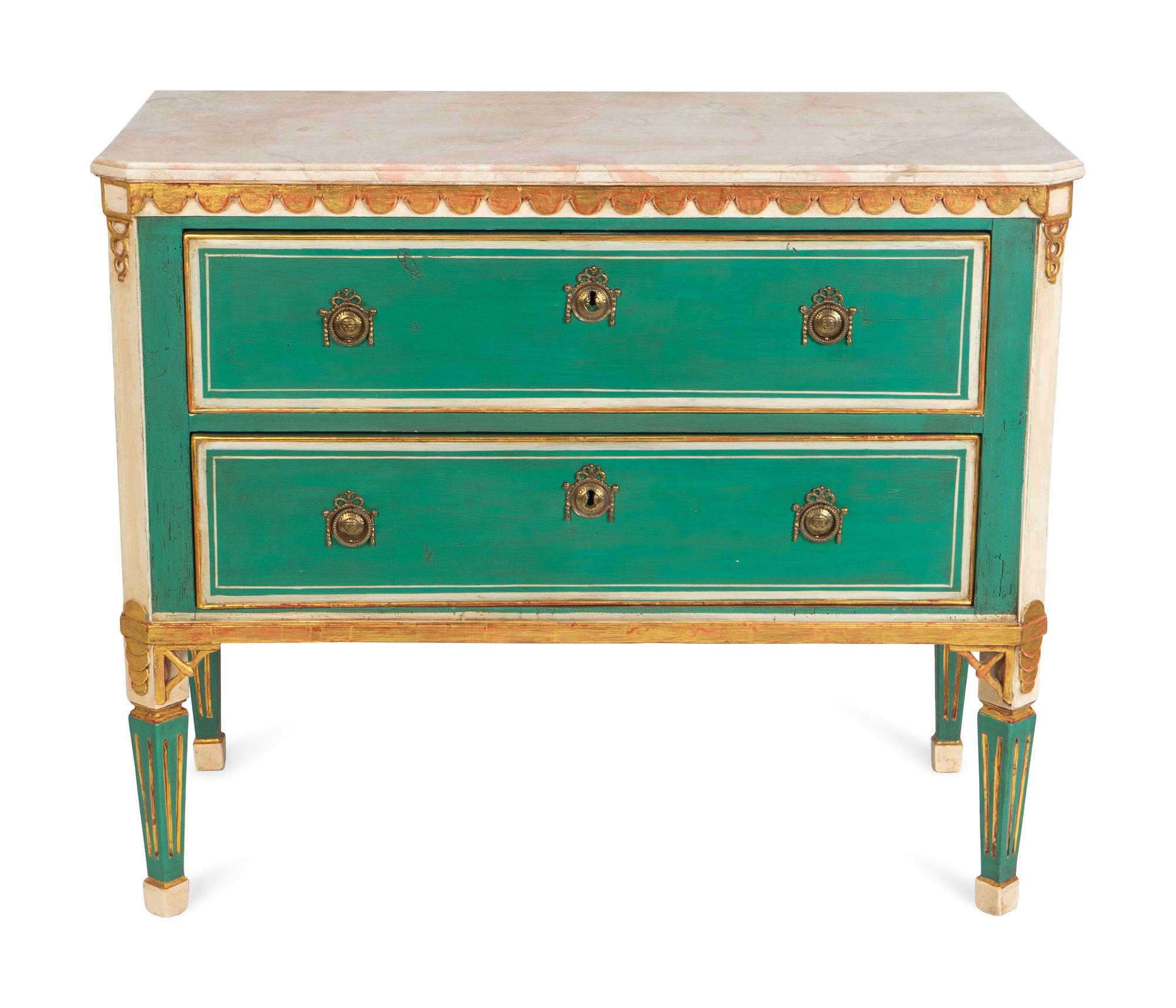 A Louis XVI Style Parcel-Gilt and Painted Commode — 20TH CENTURY
