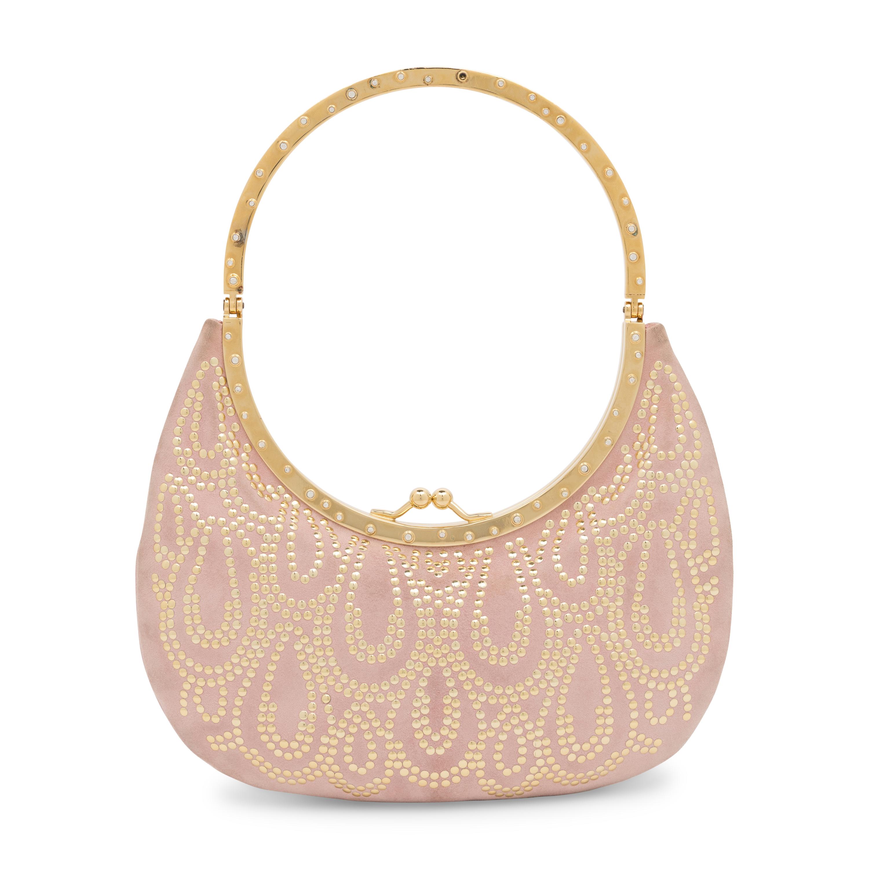 Valentino, Studded Pink Suede Handbag