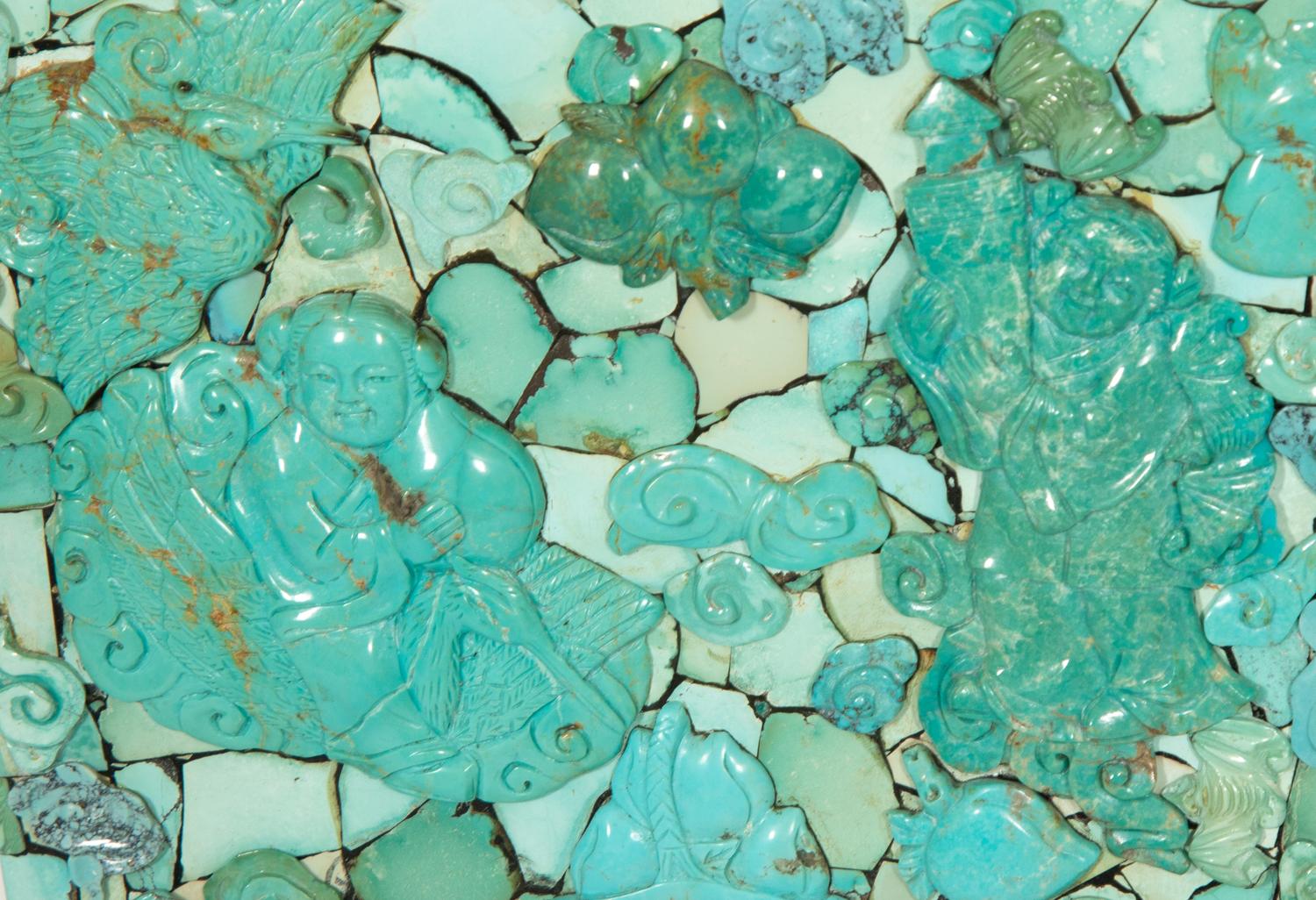 A Pair of Chinese Tessellated Hardstone Urns