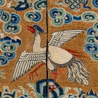 Three Chinese Silk Civil Official's Rank Badges, Buzi, 19th Century 清中晚期 刺綉文官補子三幅