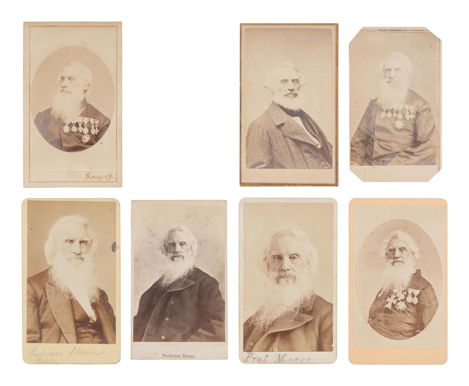 [EARLY PHOTOGRAPHY]. 7 CDVs of inventor and daguerreotypist Samuel F.B. Morse.