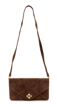 An Hermes Brown Suede Versailles Bag, 8 1/2 x 5 x 1 inches.