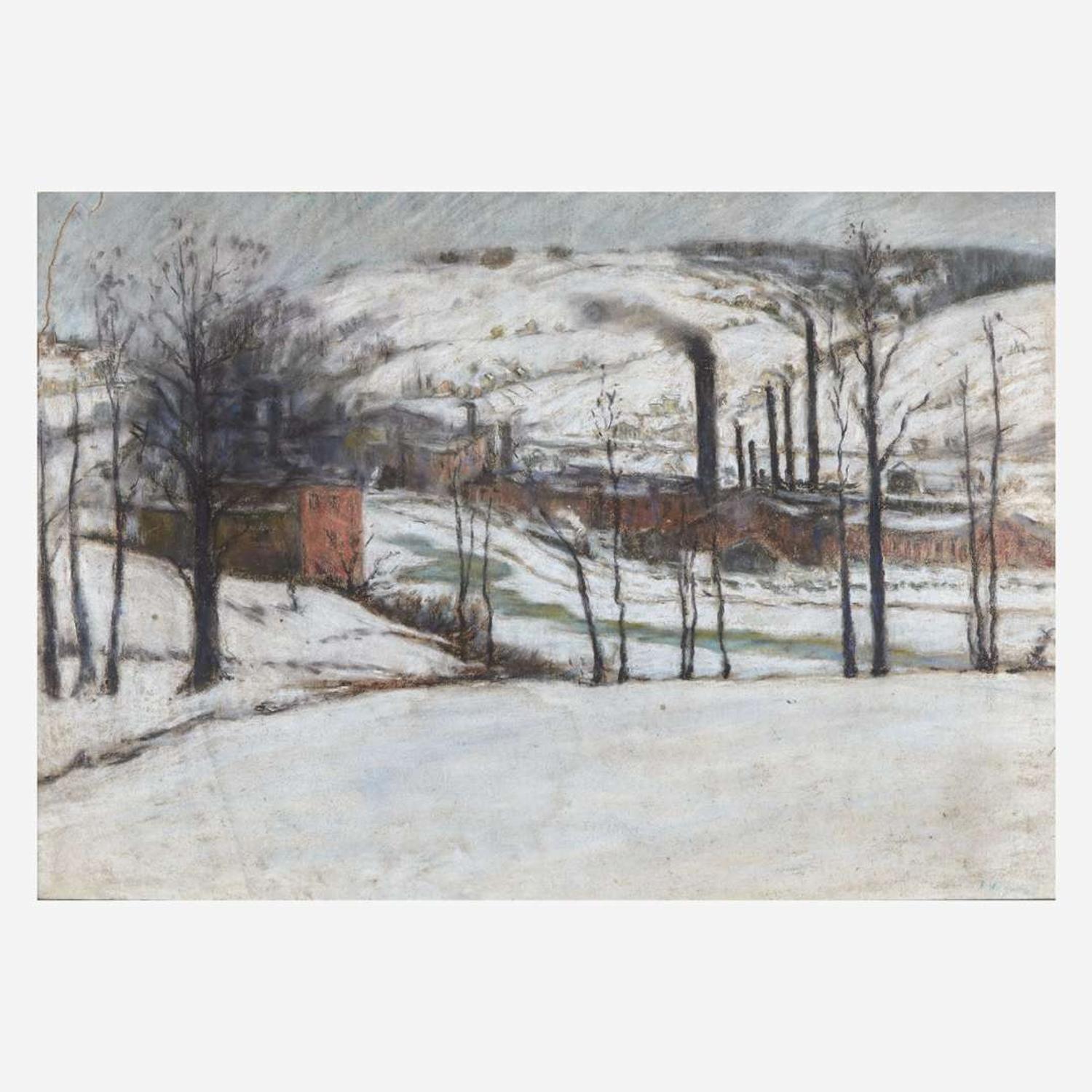 Frederick R. Wagner (American, 1864-1940) Factory in the Snow