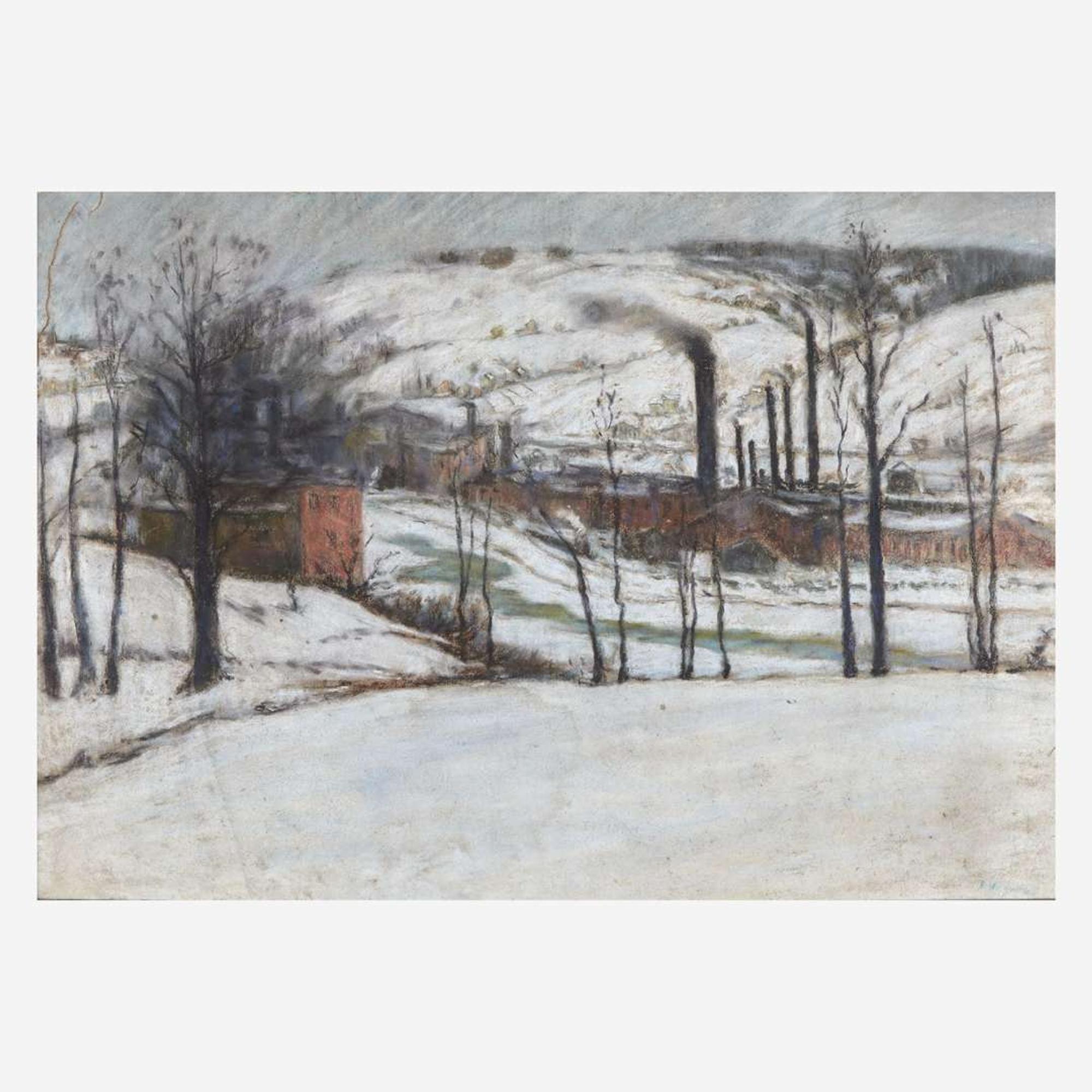 Frederick R. Wagner (American, 1864-1940) Factory in the Snow