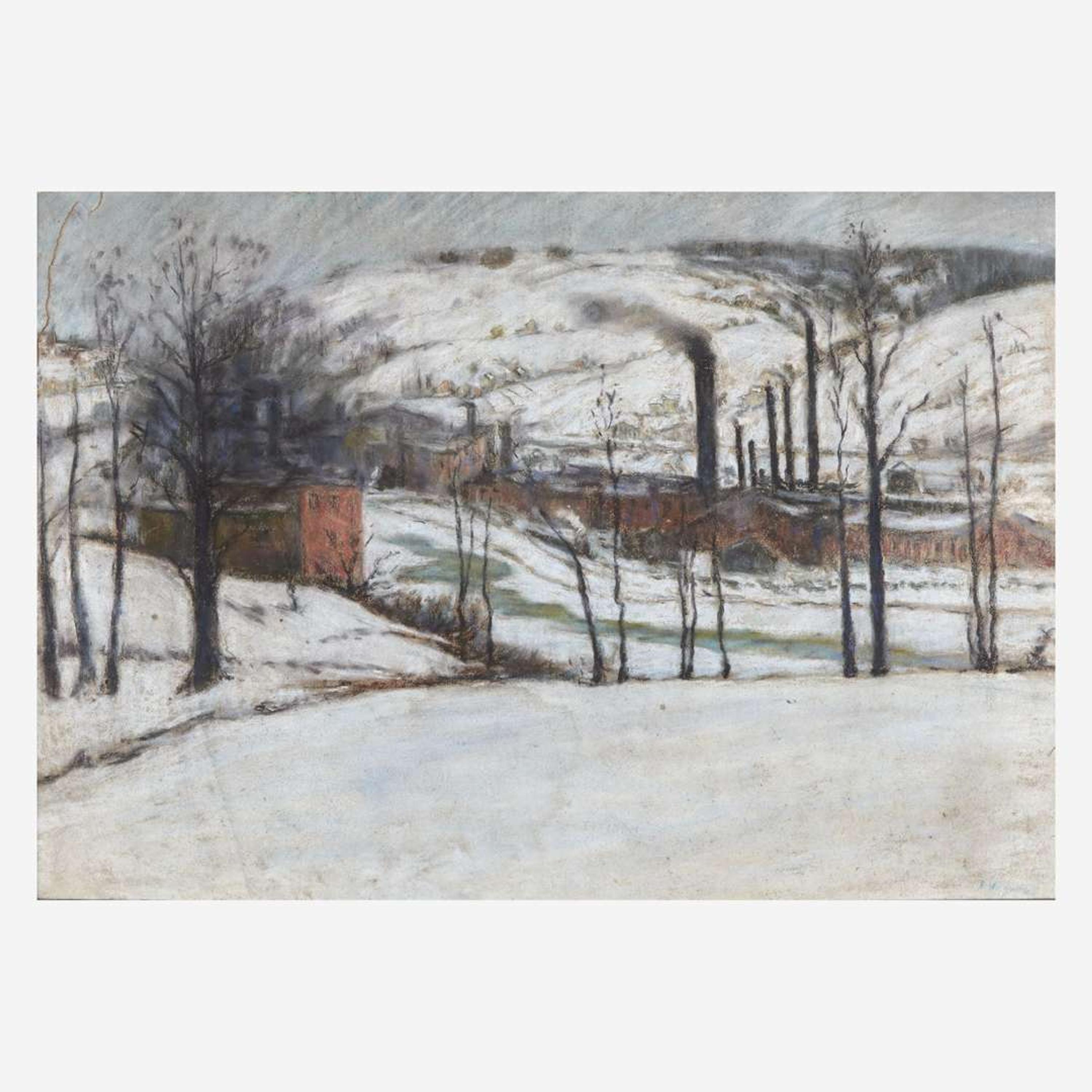 Frederick R. Wagner (American, 1864-1940) Factory in the Snow