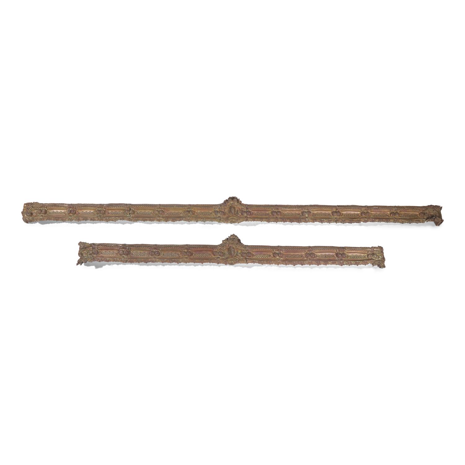 Two Classical Stamped Brass Window Cornices