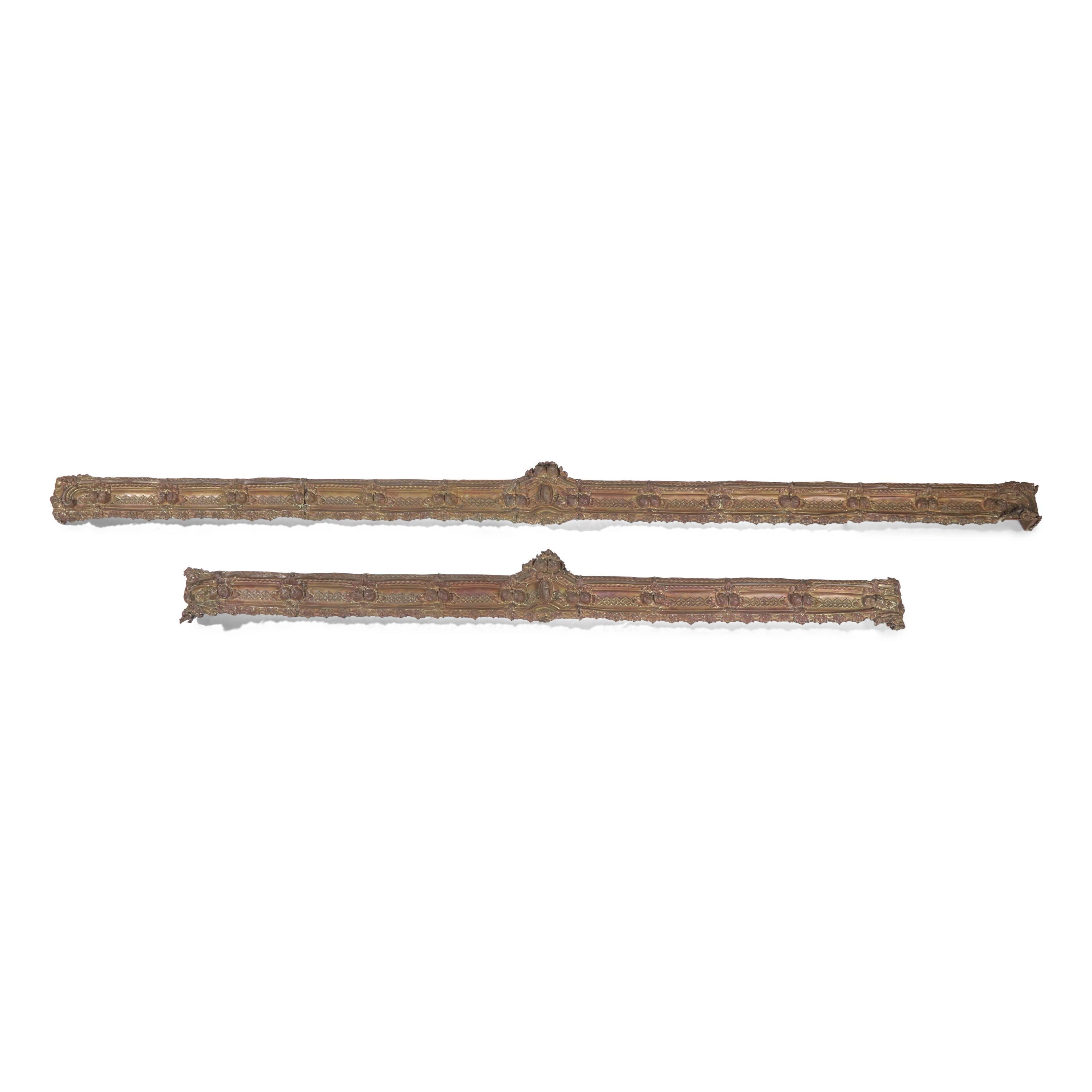 Two Classical Stamped Brass Window Cornices