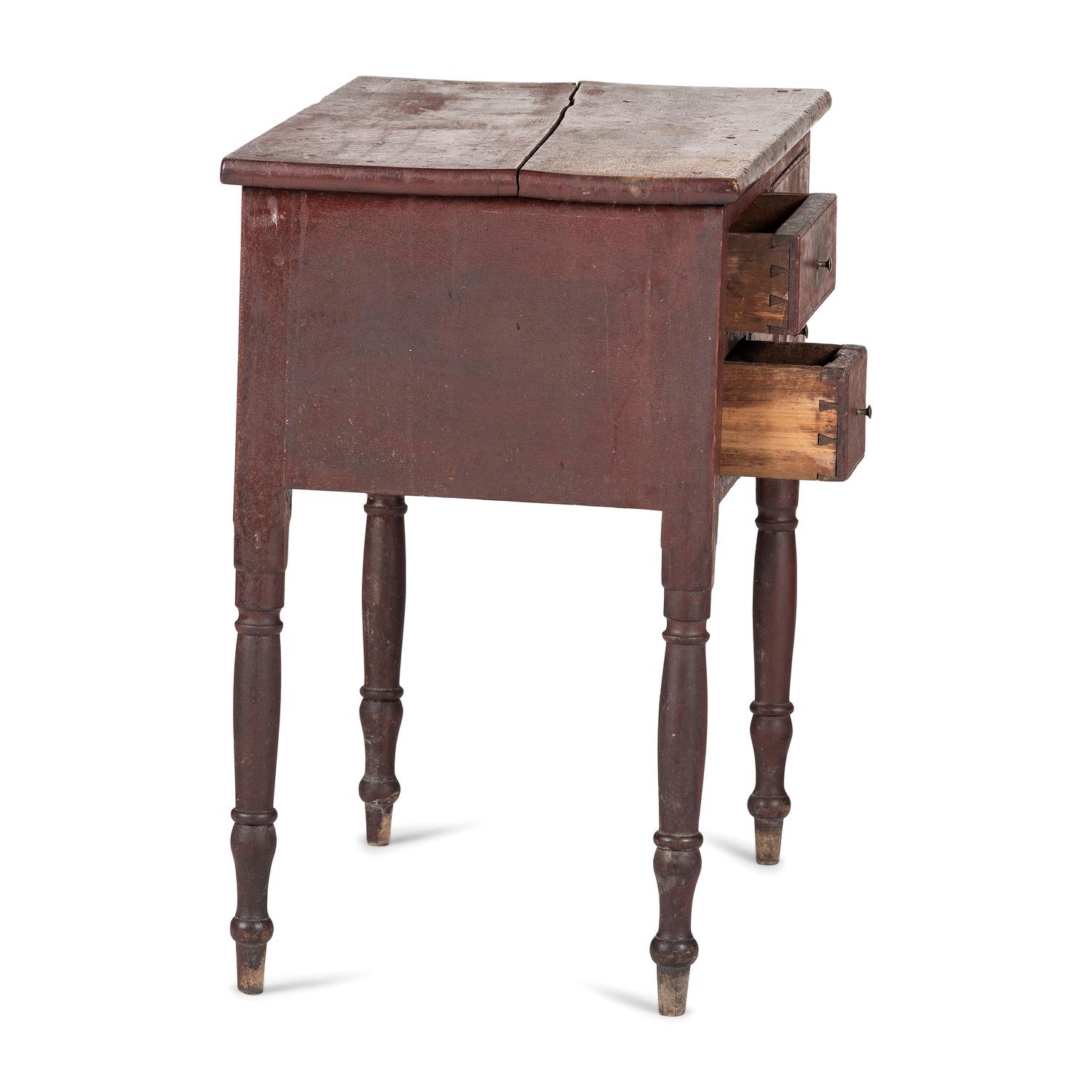 A Federal Red-Painted Walnut Dressing Table