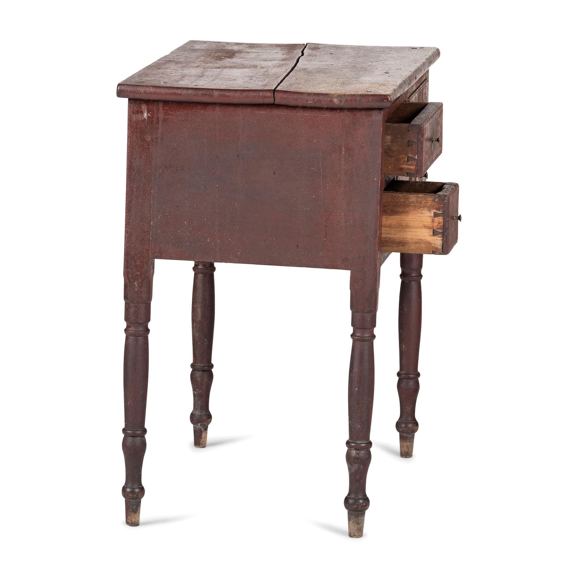A Federal Red-Painted Walnut Dressing Table