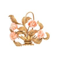 YELLOW GOLD AND CORAL BROOCH