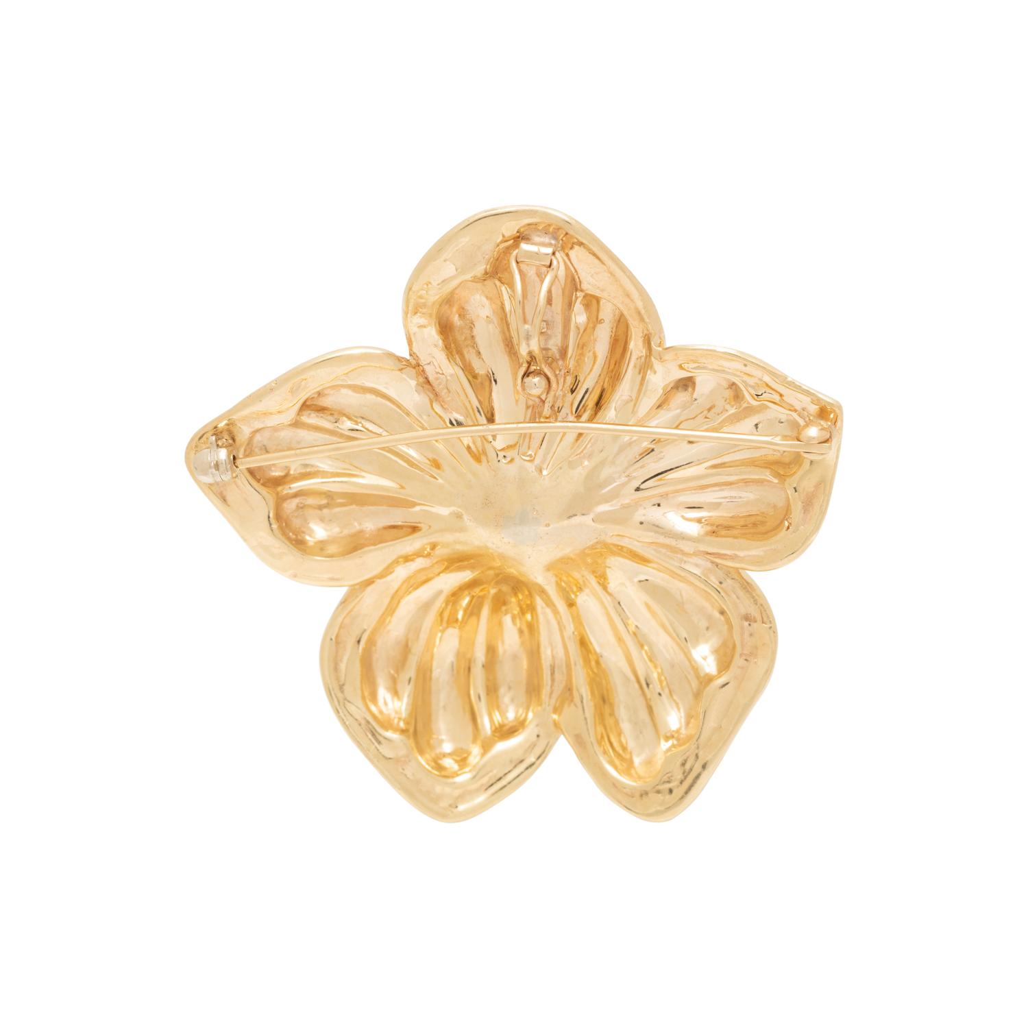 YELLOW GOLD AND DIAMOND FLOWER PENDANT/BROOCH