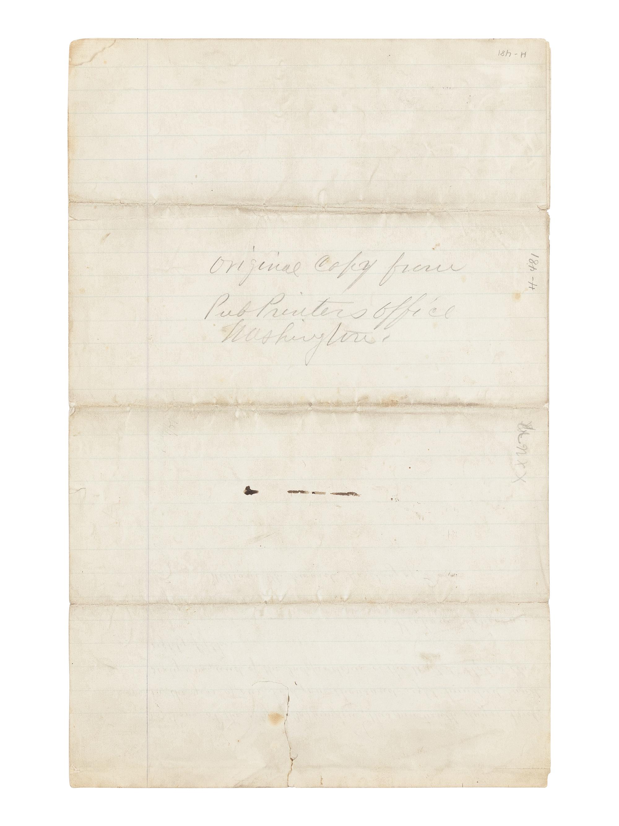 [LINCOLN, Abraham (1809-1865)]. A fair copy manuscript of Lincoln's proclamation ordering the blockade of all Confederate ports. Washington, D.C., ca. 18 April 1861 or before.