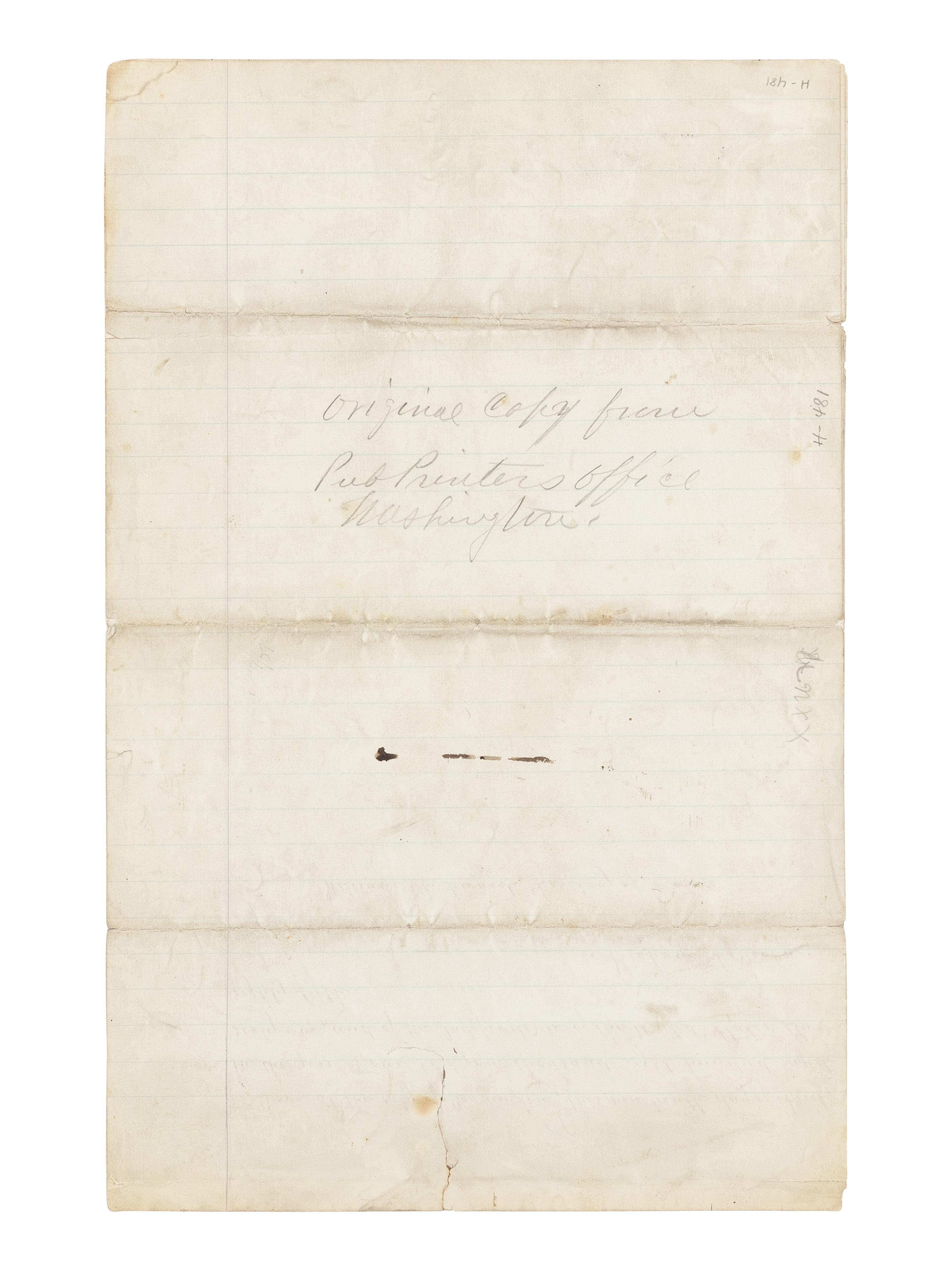 [LINCOLN, Abraham (1809-1865)]. A fair copy manuscript of Lincoln's proclamation ordering the blockade of all Confederate ports. Washington, D.C., ca. 18 April 1861 or before.
