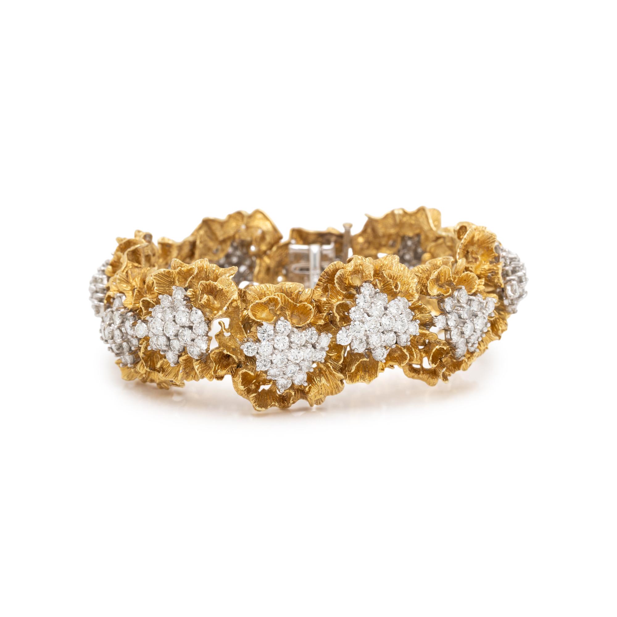 YELLOW GOLD AND DIAMOND FLOWER BRACELET
