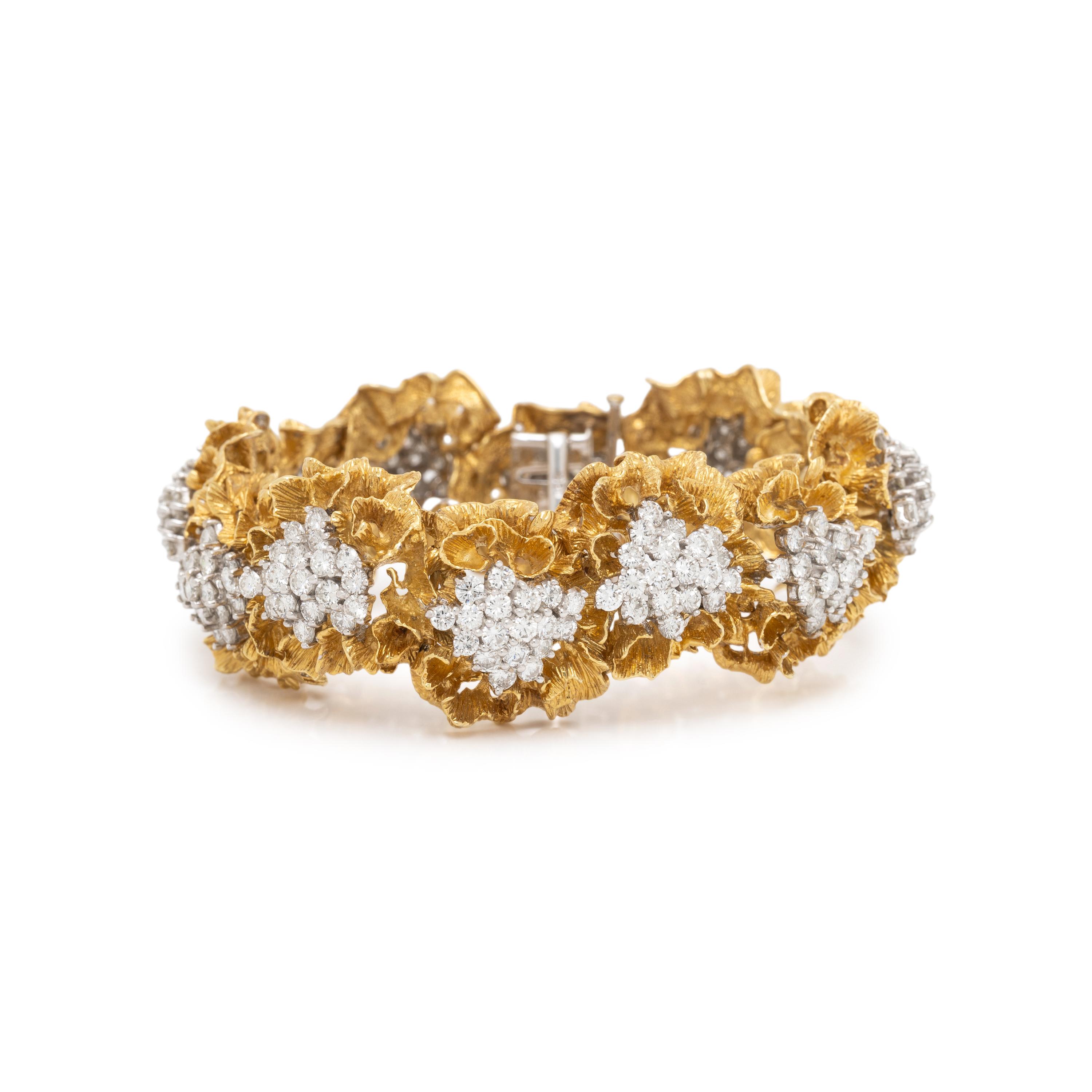 YELLOW GOLD AND DIAMOND FLOWER BRACELET