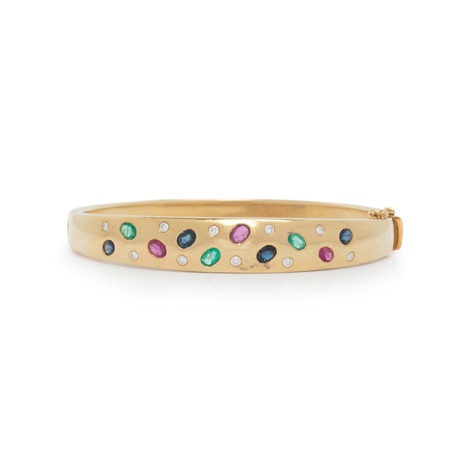 MULTIGEM AND DIAMOND BANGLE BRACELET