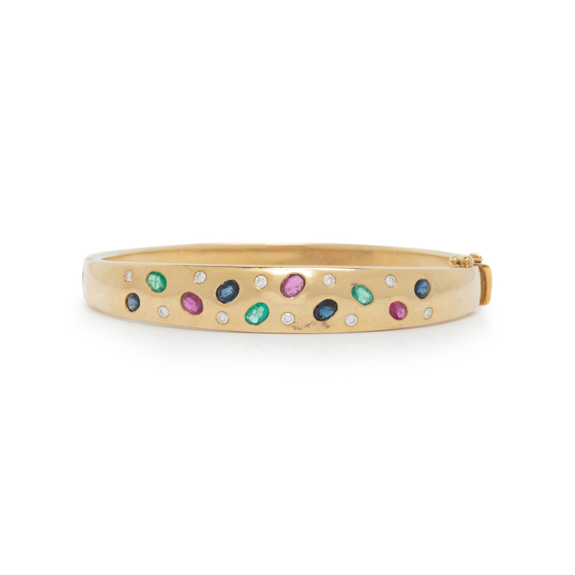 MULTIGEM AND DIAMOND BANGLE BRACELET