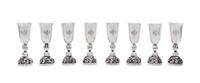 A Set of Eight American Silver Cordials, Alphonse LaPaglia for International Silver Co., Meriden, CT, Circa 1950, with etched monogram