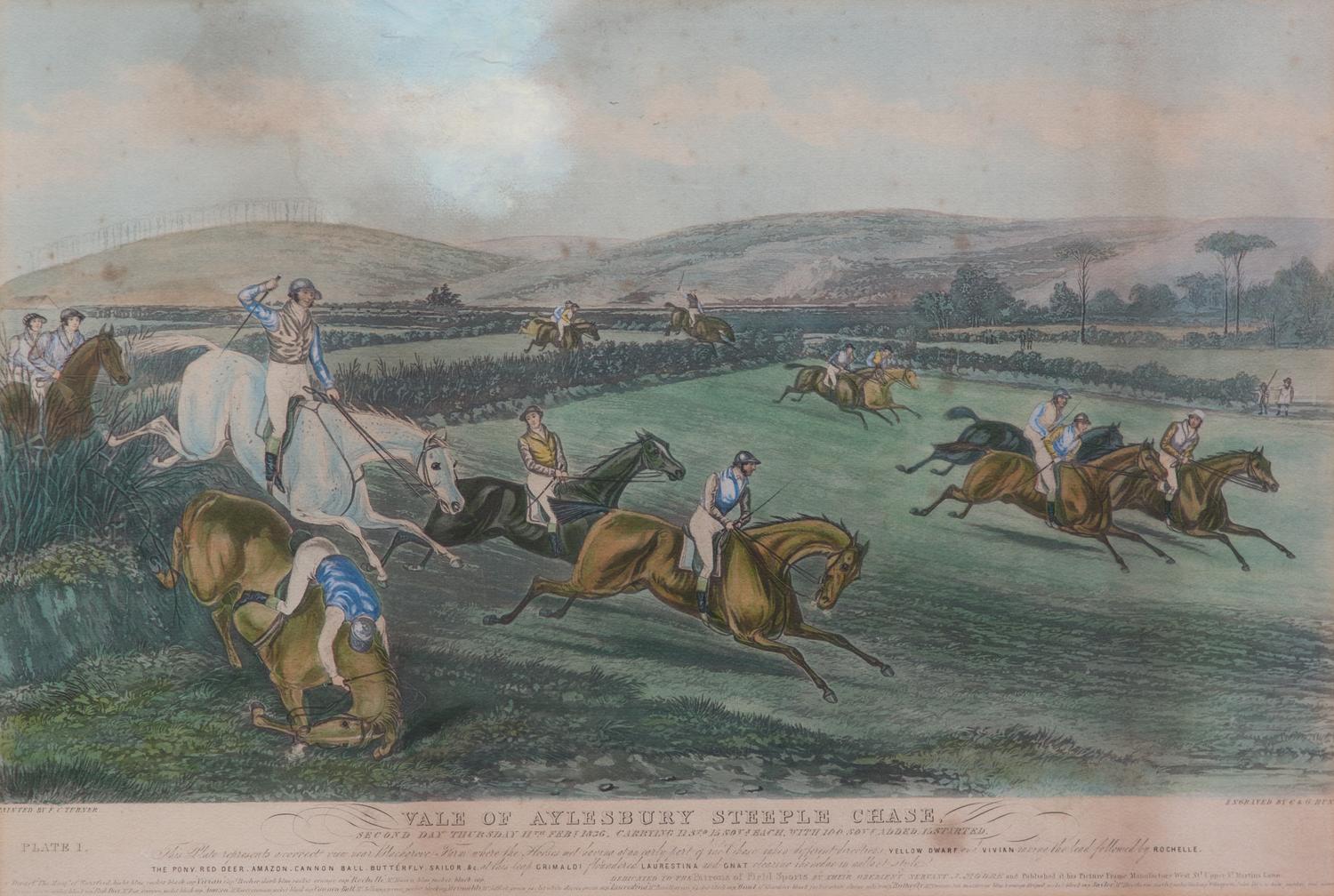 Francis Calcraft TURNER, after Image 13 x 21 3/4 inches. — Vale of Aylesbury Steeple Chase, Plates I-IV