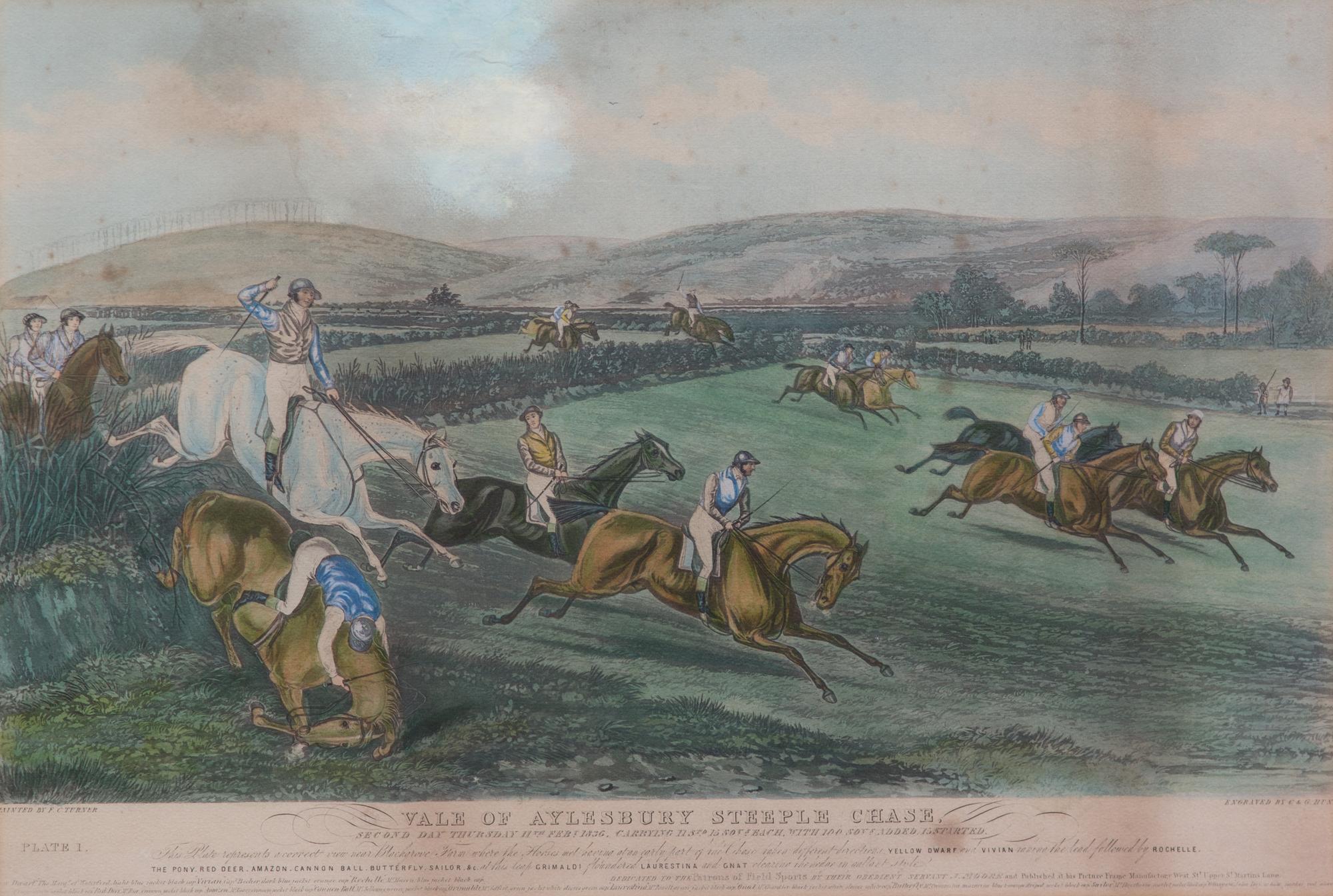 Francis Calcraft TURNER, after Image 13 x 21 3/4 inches. — Vale of Aylesbury Steeple Chase, Plates I-IV