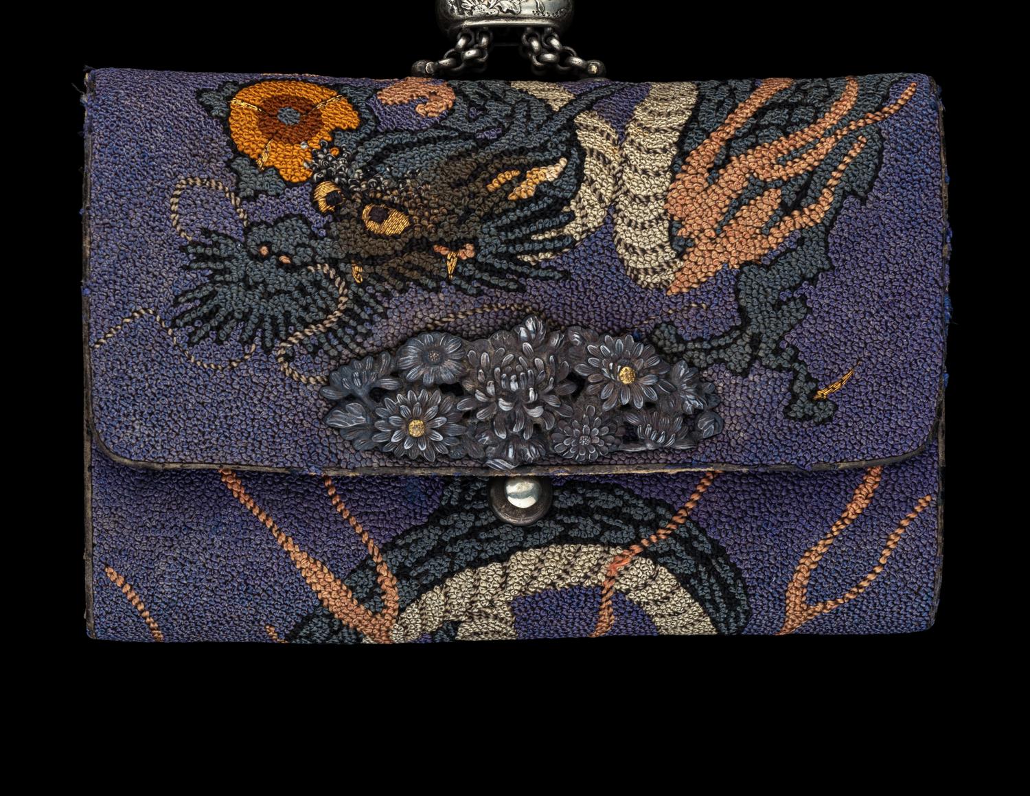 Six Japanese Leather and Clocth Tobacco Purses