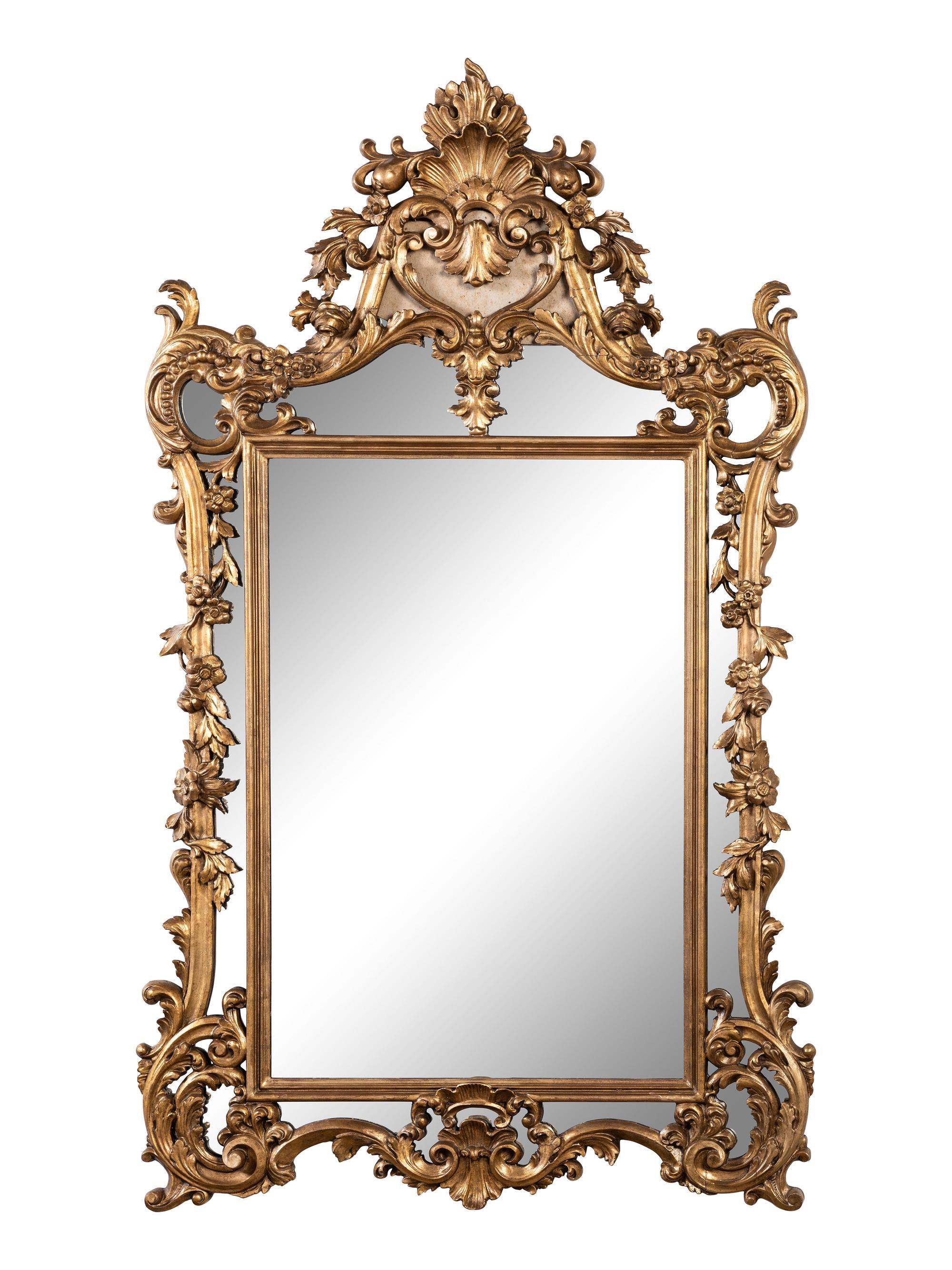 A Rococo Style Carved Giltwood Mirror