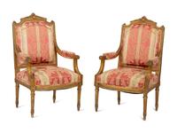 A Pair of Louis XVI Style Giltwood Fauteuils à la Reine