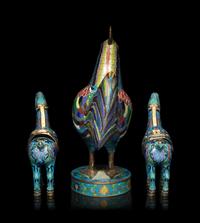 Three Chinese Cloisonné Enamel Animal Figures
