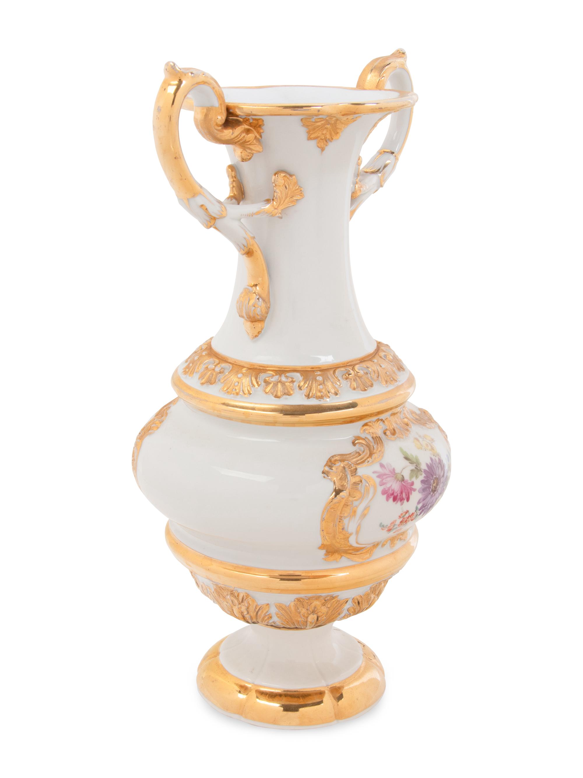 A Meissen Parcel-Gilt Porcelain Vase