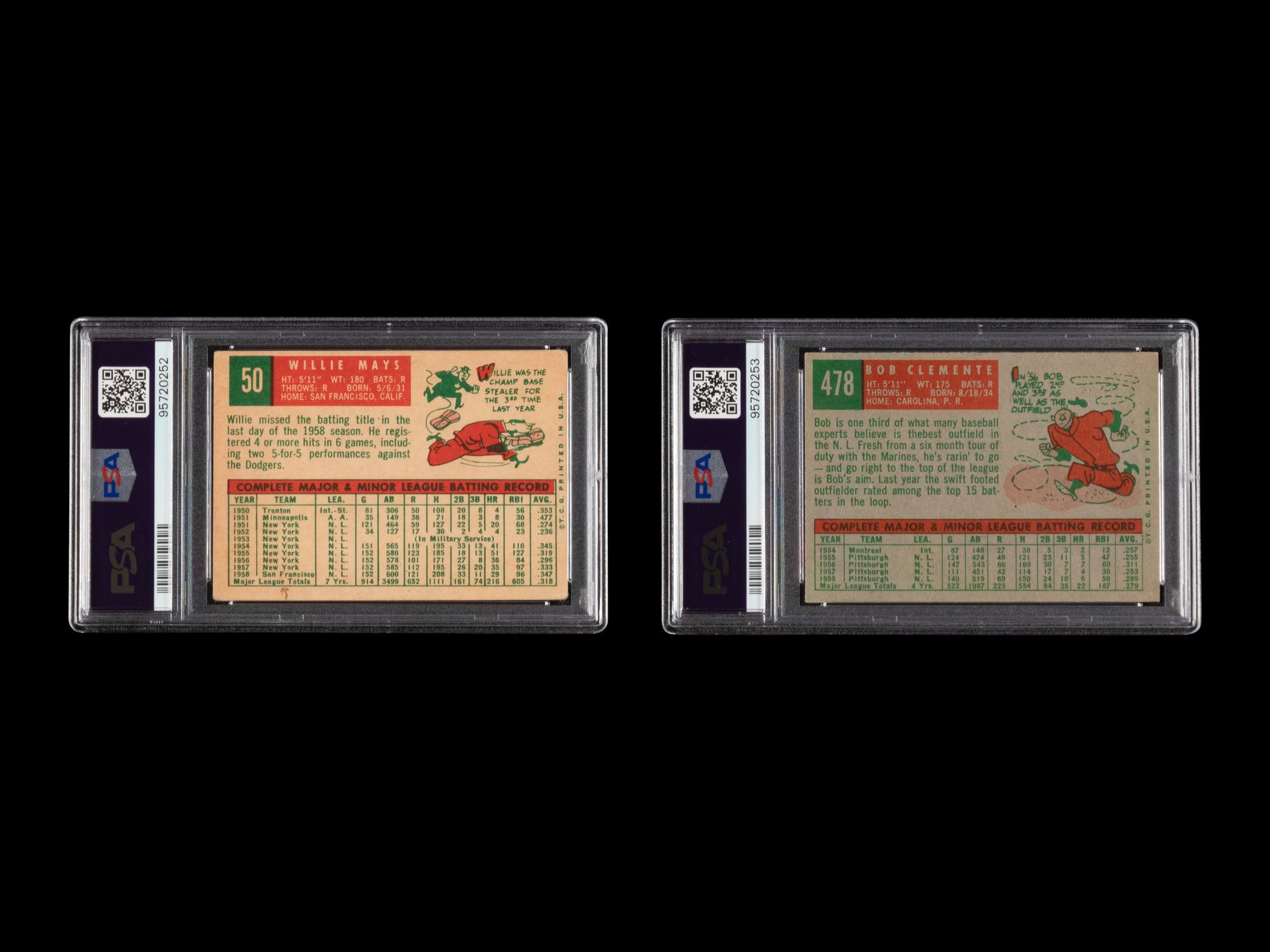 A Group of PSA Graded 1959 Topps Baseball Cards Including Mays and Clemente