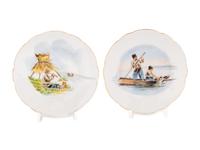 A Pair of M.S. Kuznetsov Porcelain Bread Plates