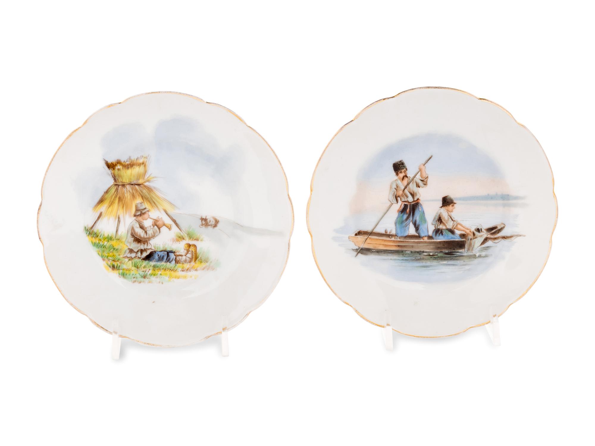 A Pair of M.S. Kuznetsov Porcelain Bread Plates