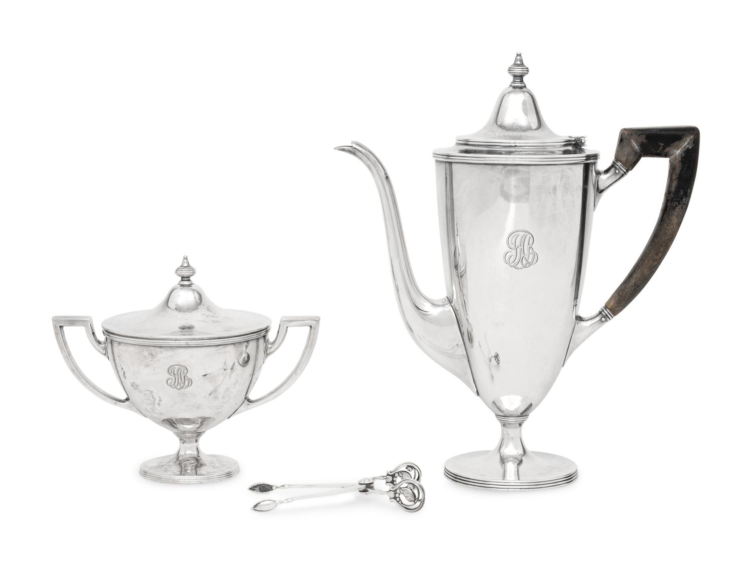 A Tiffany and Co. Silver Coffee Pot and Covered Sugar