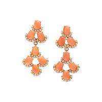CORAL AND DIAMOND PENDANT EARRINGS