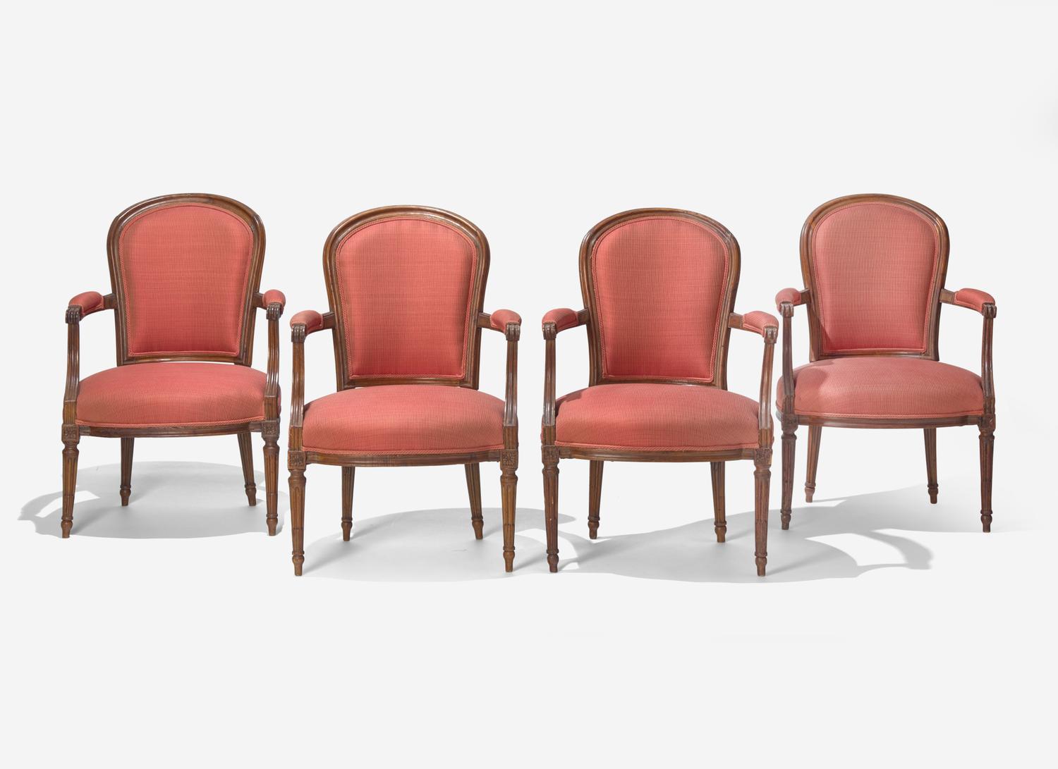 A Set of Four Louis XVI Carved Beechwood Fauteuils